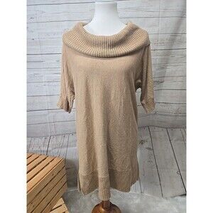 CHICO'S Turtleneck Sweater Women's 2 (L/12)‎ Pullover Tunic Short Dolman Sleeve